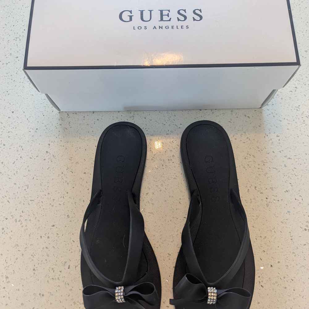 GUESS Black Women's Sandals with Bow Detail